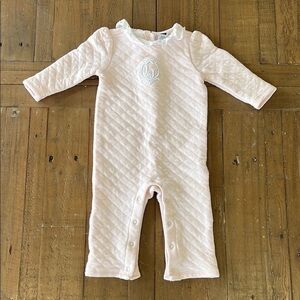 Janie and jack pink quilted logo ruffled romper 3-6 months